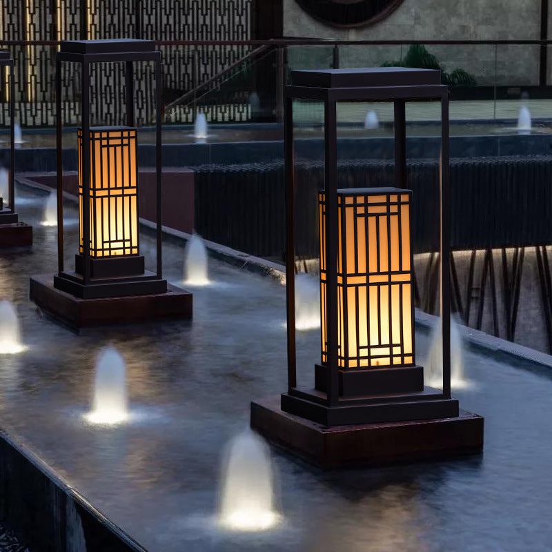 Luz exterior para jardín de césped impermeable con LED solar de mármol de acero inoxidable retro moderno 
