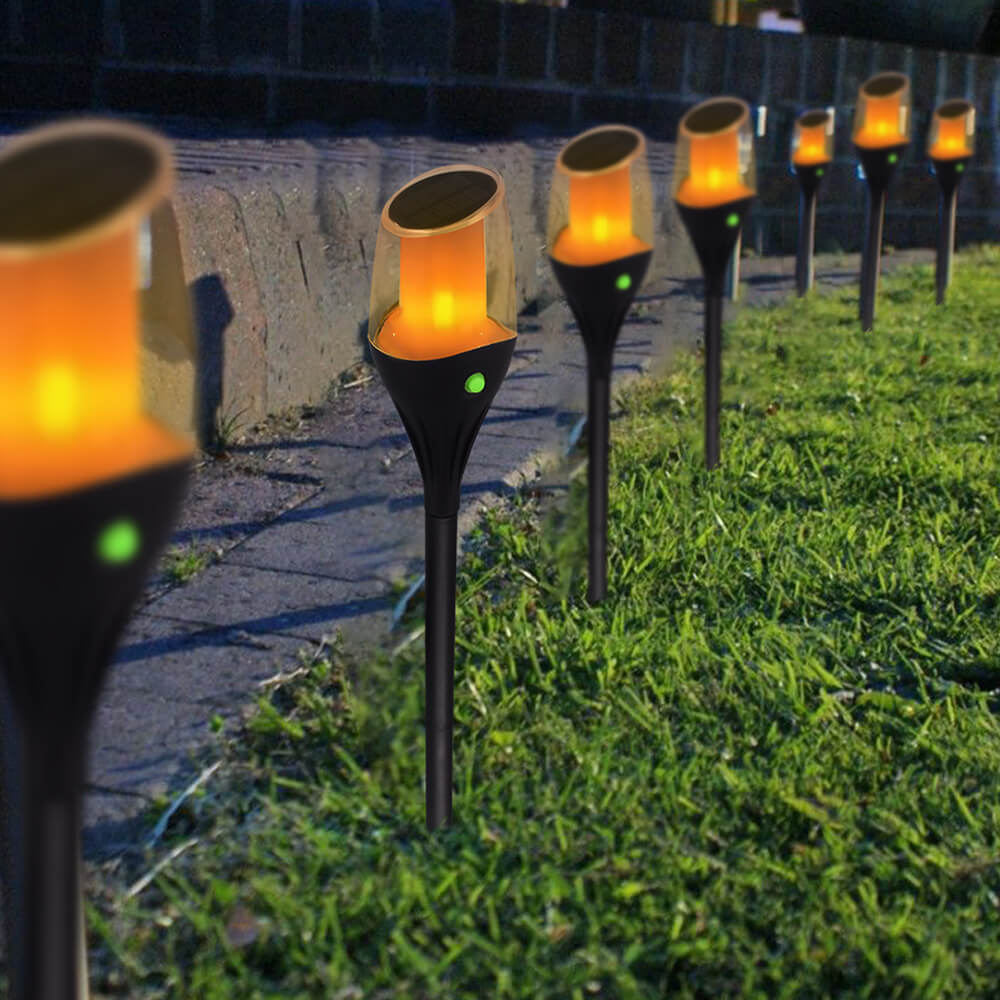 Modern Minimalist ABS PC Solar Outdoor Torch Design Waterproof LED Patio Lawn Ground Insert Landscape Light