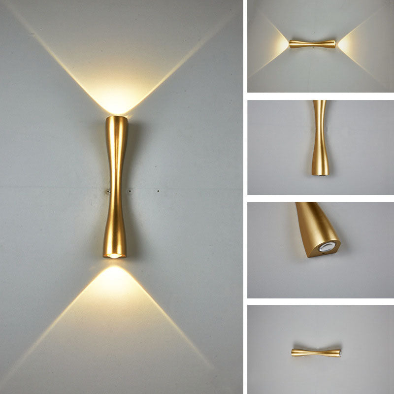 Applique murale LED en forme de trompette en aluminium étanche de luxe contemporain pour patio extérieur 