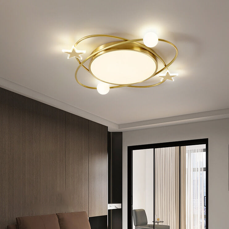 Modern Simple Full Copper Acrylic Creative Star Surround Design LED Flush Mount Light