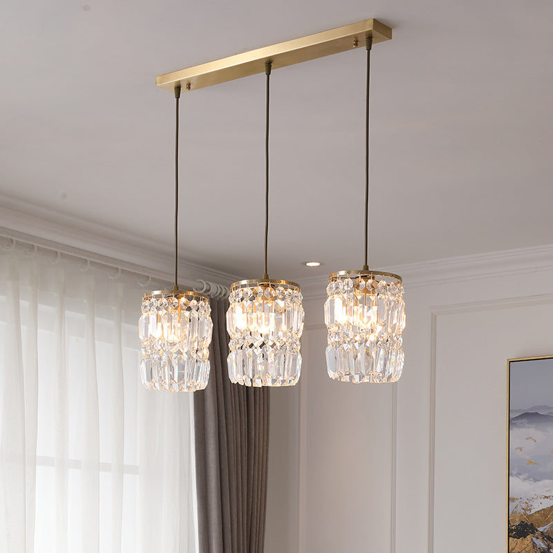 Nordic Light Luxury Full Brass Crystal 1\3-Light Chandelier