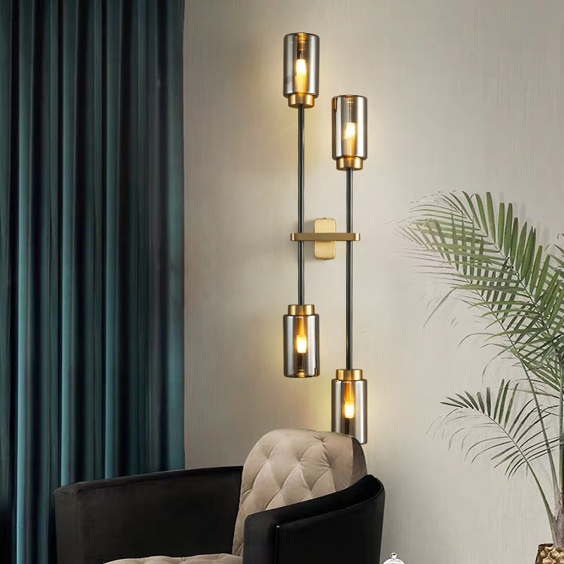 Modern Luxury Brass Glass Cylinder Jar 2/4 Light Wall Sconce Lamp