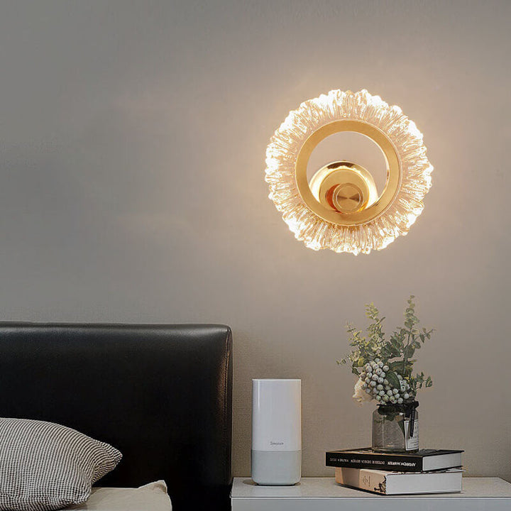 Lámpara de Pared LED de Hierro con Forma de Girasol de Acrílico de Lujo Ligero Moderno 