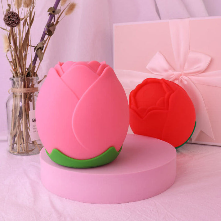 Luz de noche LED de mesa con lámpara de ambiente USB de silicona creativa en forma de rosa 