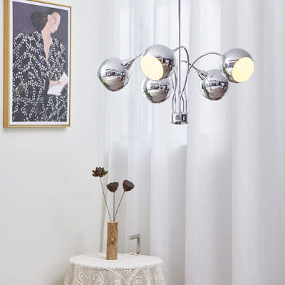 Nordic Vintage Space Plated Silver Round 3/5 Light Chandelier