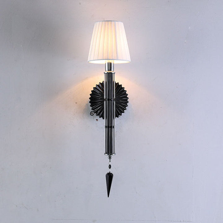 European Vintage Light Luxury Crystal Fabric 1-Light Wall Sconce Lamp