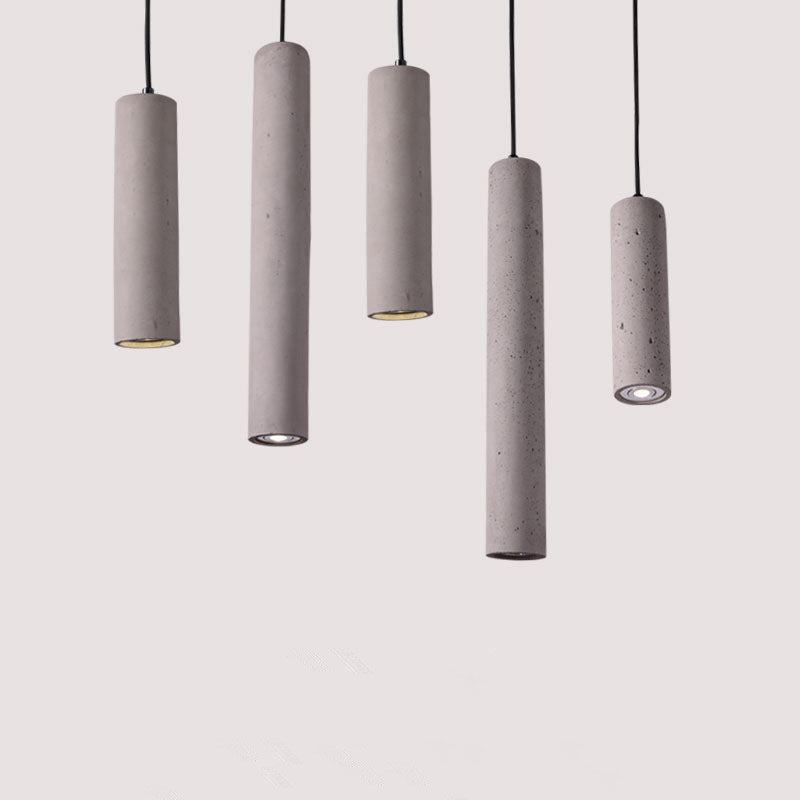 Contemporary Industrial Cylinder Cement 1-Light Pendant Light For Living Room