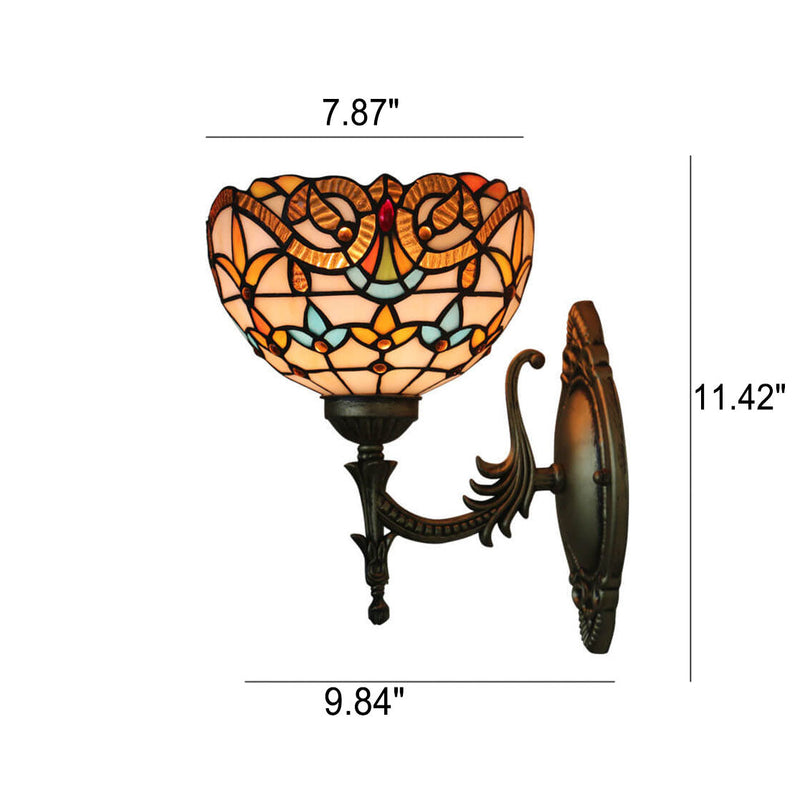 European Tiffany Flora Stained Glass 1-Light Wall Sconce Lamp