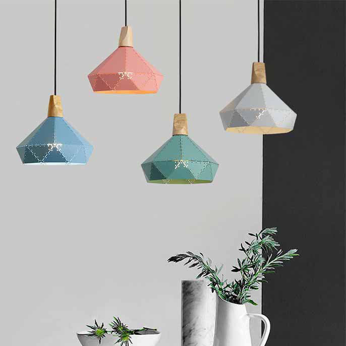 Nordic Geometry Macaron Solid Color Iron 1-Light Pendant Light