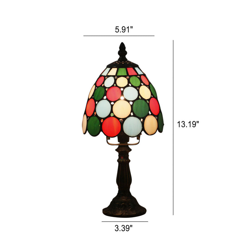 Lampe de table à 1 lumière en dôme conique en verre teinté Tiffany de style européen 