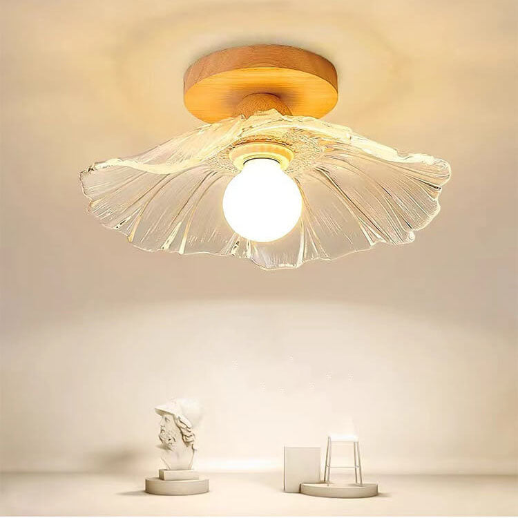 Lustre semi-encastré 1 lumière en verre simple japonais 