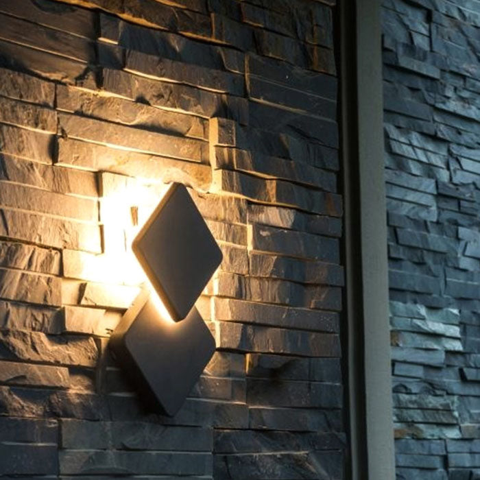 Moderne, minimalistische, wasserdichte, quadratische, flache, geometrische LED-Wandleuchte 