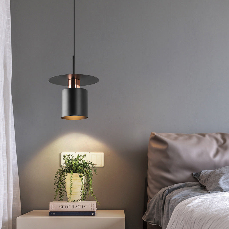 Contemporary Luxury Geometric Cylindrical Iron 1-Light Pendant Light For Bedroom