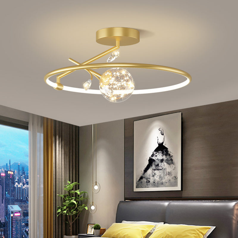 Modern Art Deco Iron Geometrical Ring Star LED Pendant Light For Living Room