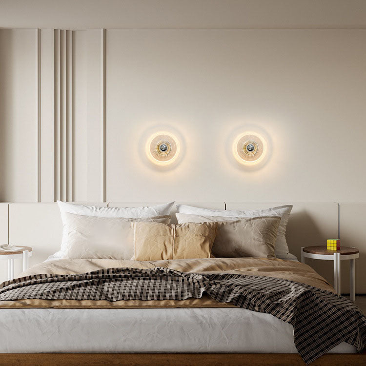 Moderne Art Deco Welle Muster Runde Glas 1-Licht Wand Leuchte Lampe Für Schlafzimmer 