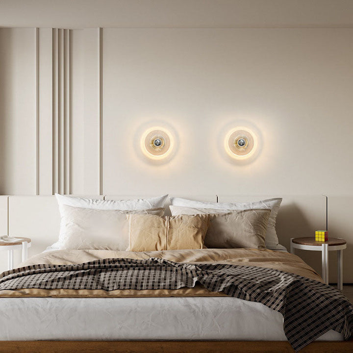 Moderne Art Deco Welle Muster Runde Glas 1-Licht Wand Leuchte Lampe Für Schlafzimmer 