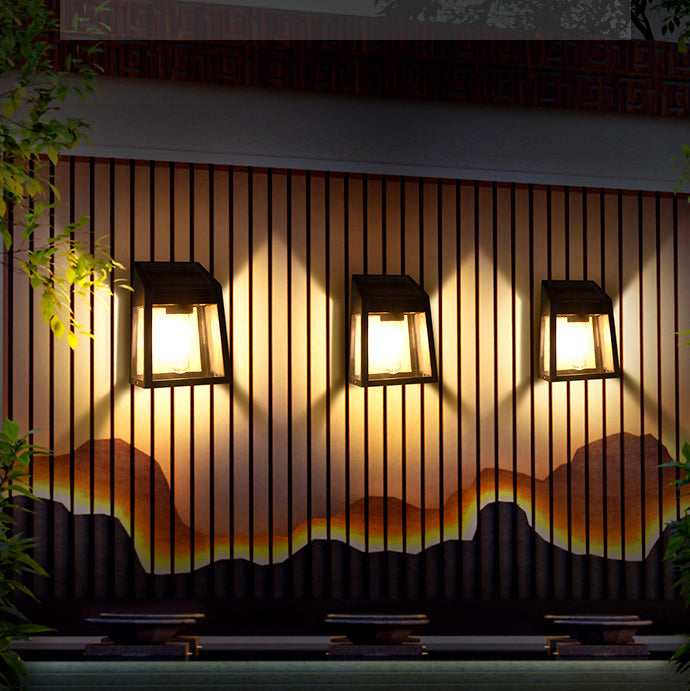 Modern Minimalist ABS PC Solar Outdoor Waterproof Trapezoidal Light Control Sensor LED Wall Sconce Lamp for Outdoor Patio