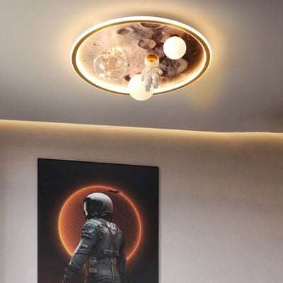 Cartoon Childlike Creative Spaceman Design LED Flush Mount Light