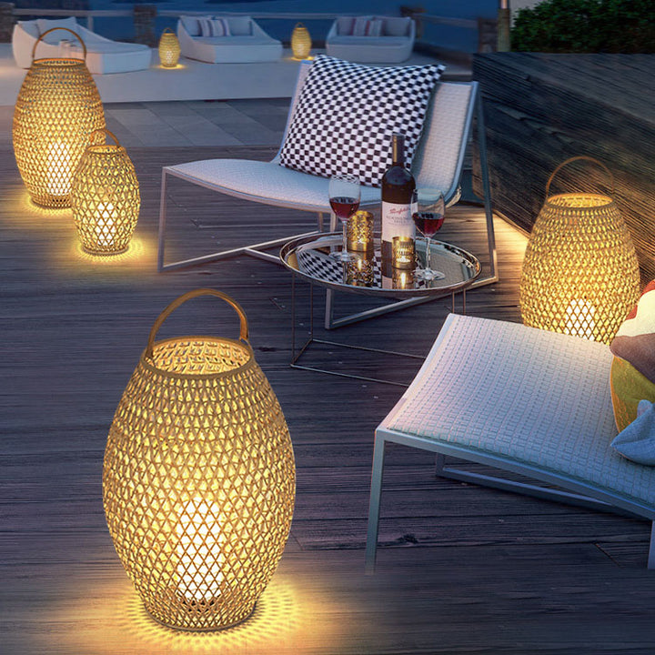 Outdoor Bamboo Weaving Portable Waterproof 1-Light Garden Landscape Light
