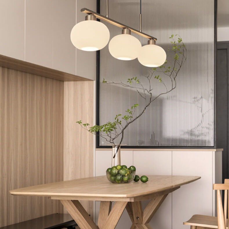 Nordic Long Light Luxury Glass Dome Shade 3-Light Chandelier
