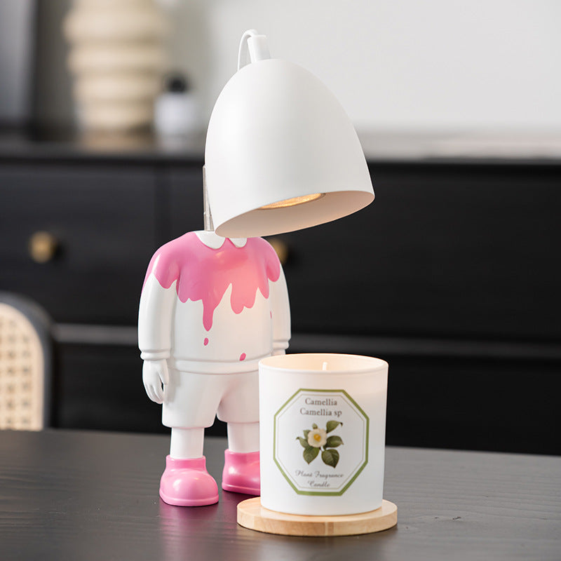Modern Creative Pink Ink Splash Robot Hardware 1-Light Melting Wax Table Lamp