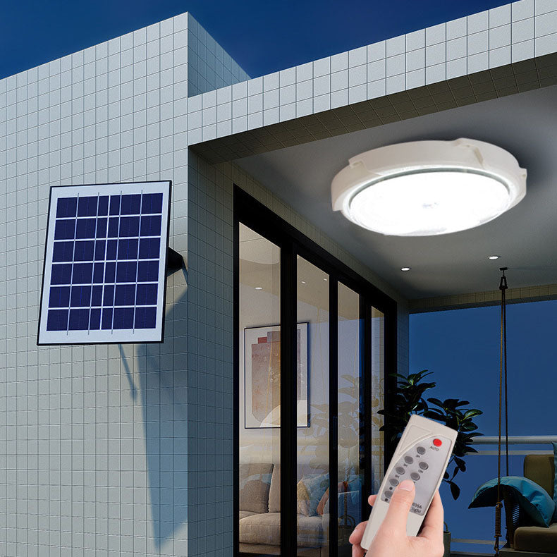 Modern Round Solar LED Remote Control Outdoor Indoor Flush Mount Lighting