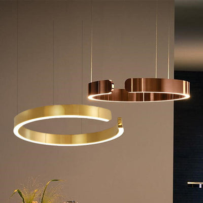 Modern Minimalist Round Stainless Steel LED Pendant Light