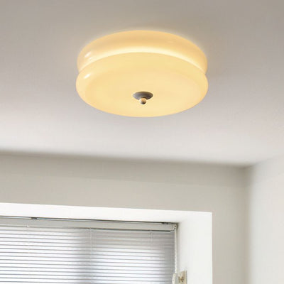 Modern Simplicity Cylinder Glass Shade LED Flush Mount Ceiling Light For Living Room