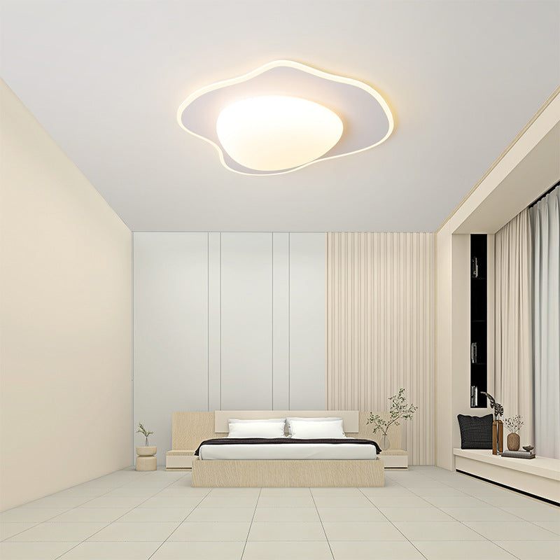 Plafón de techo LED redondo de hierro y PE color crema de estilo minimalista moderno para sala de estar 