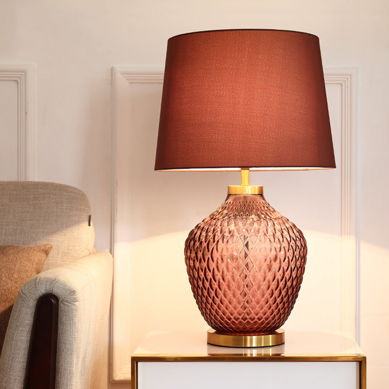 Lampe de table 1 lumière avec base en verre Lucite scandinave contemporaine pour chambre à coucher 