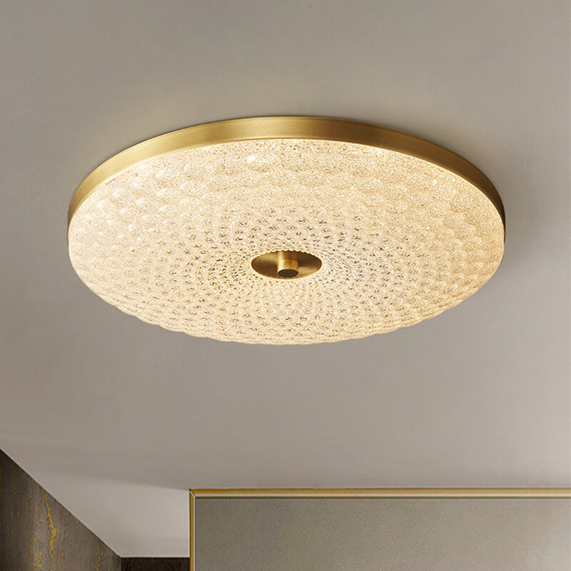 Contemporary Scandinavian Round All Copper Acrylic LED Flush Mount Ceiling Light For Bedroom