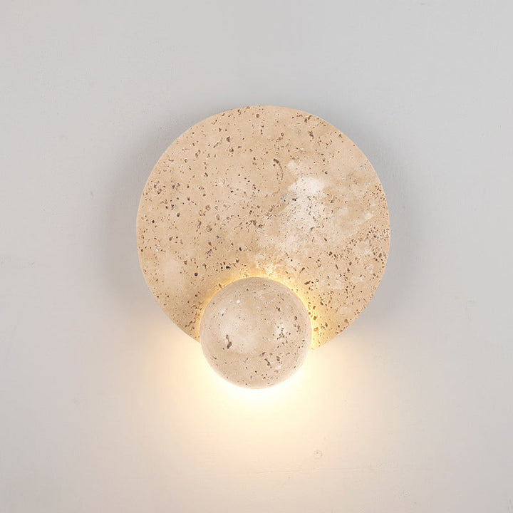 Applique murale LED en travertin rond jaune traditionnel japonais pour chambre 