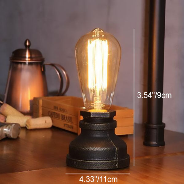 Contemporary Industrial Steampunk Round Glass 1-Light Table Lamp For Entertainment Room