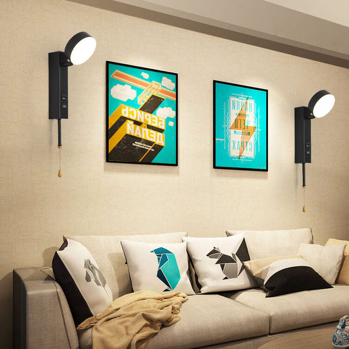Lámpara de pared LED USB con base rectangular redonda minimalista nórdica 
