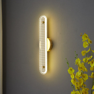 Modern Luxury Long Strip Copper Glass LED Wall Sconce Lamp
