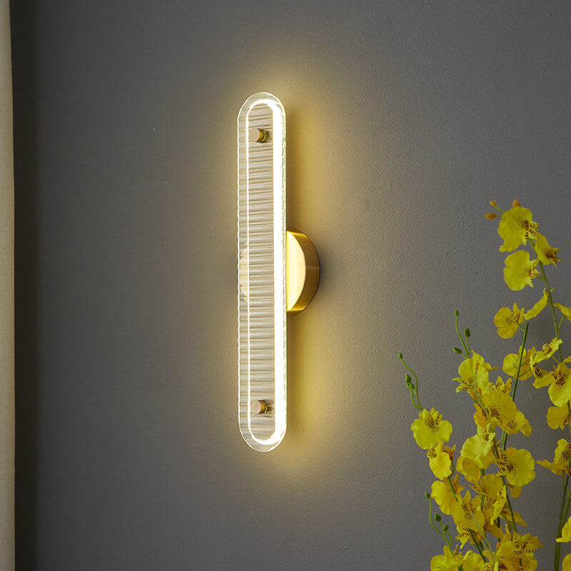 Modern Luxury Long Strip Copper Glass LED Wall Sconce Lamp
