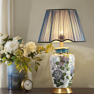 Modern Luxury Painted Fabric Ceramic 1-Light Table Lamp