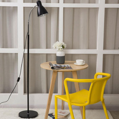 Lampadaire sur pied à 1 lumière avec abat-jour conique en placage de fer simple nordique 