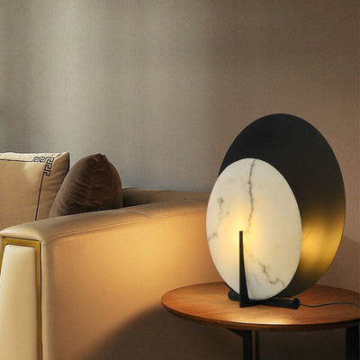 Contemporary Creative Double Discs Marble Iron 1-Light Table Lamp For Bedroom