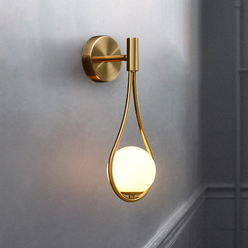 Modern Luxury Teardrop Round Ball Iron Glass 1-Light Wall Sconce Lamp