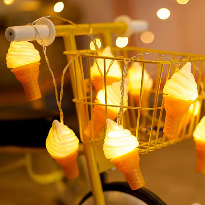 Crème glacée créative moderne pour enfants, guirlande lumineuse LED avec batterie USB, décoration 