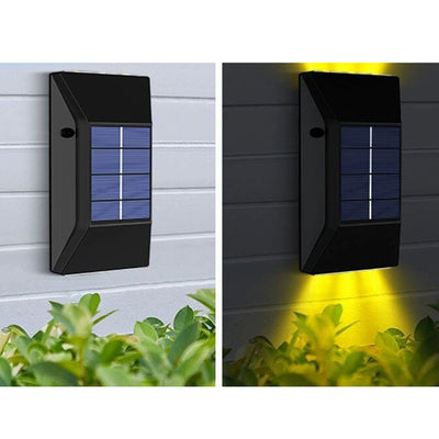 Modern Pure Black Outdoor Waterproof Patio Solar LED Wall Sconce Lamp