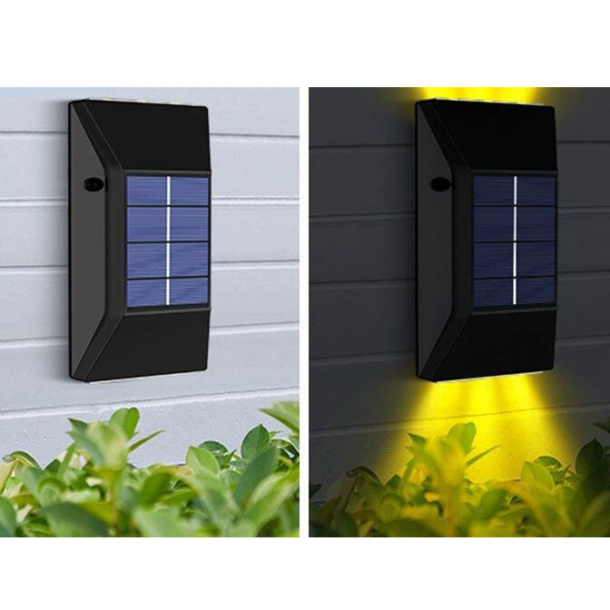 Moderne reine schwarze im Freien wasserdichte Patio-Solar-LED-Wand-Leuchter-Lampe 