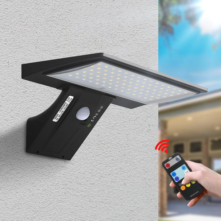 Moderne minimalistische rechteckige Smart-Solar-LED-Wandleuchte für den Außenbereich aus ABS und PC mit Bewegungssensor 