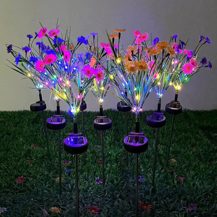 Lampe extérieure à LED en forme de fleur de couleur moderne solaire avec prise de terre 