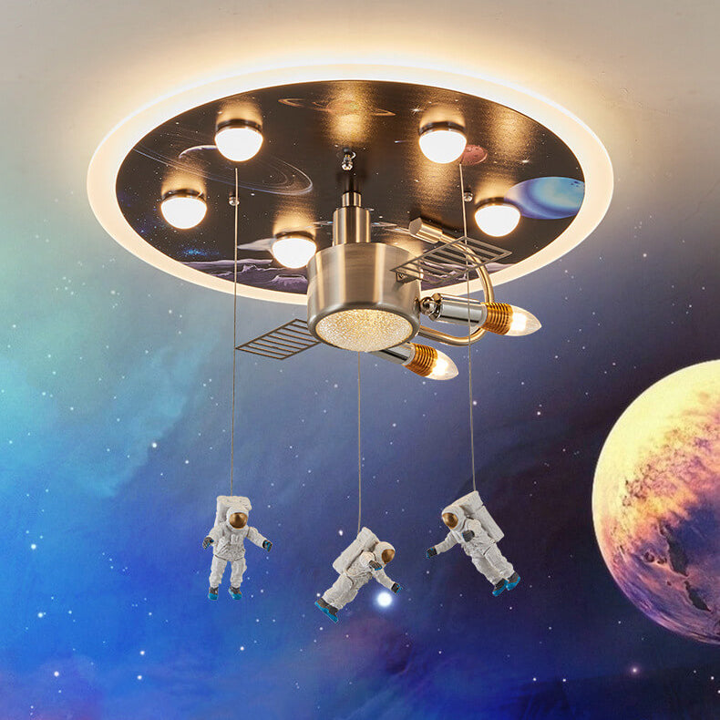 Cartoon Creative Astronaut LED Kids Flush Mount Ceiling Light