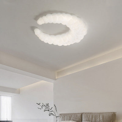 Nordic Minimalist Milk White Crescent LED Flush Mount Ceiling Light