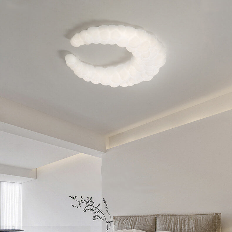 Nordic Minimalist Milk White Crescent LED Flush Mount Ceiling Light