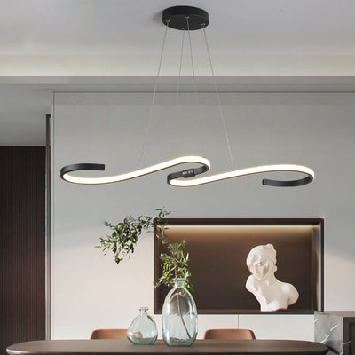 Nordic Minimalist Lines Aluminum Silicone LED Island Light Chandelier