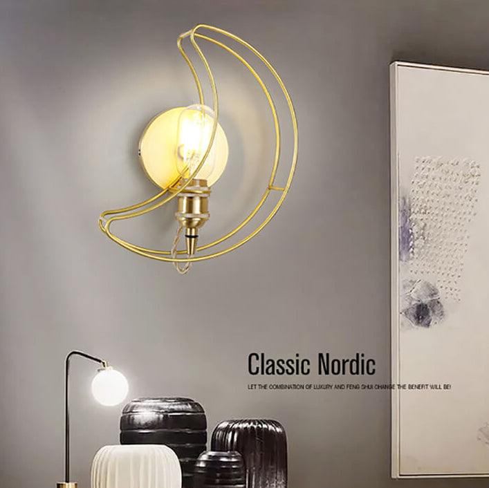 Nordic Creative Golden Moon Eisen 1-Licht Wandleuchte 